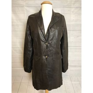 BENEDETTA NOVI WOMAN BROWN LEATHER JACKET SIZE 48